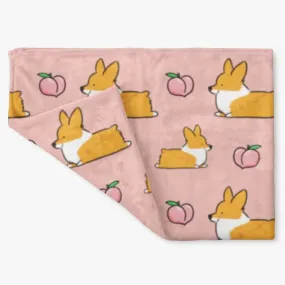 Pink Corgi Sploot Fleece Blanket | 3 Sizes