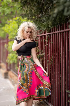 Pink Dashiki Maxi Skirt