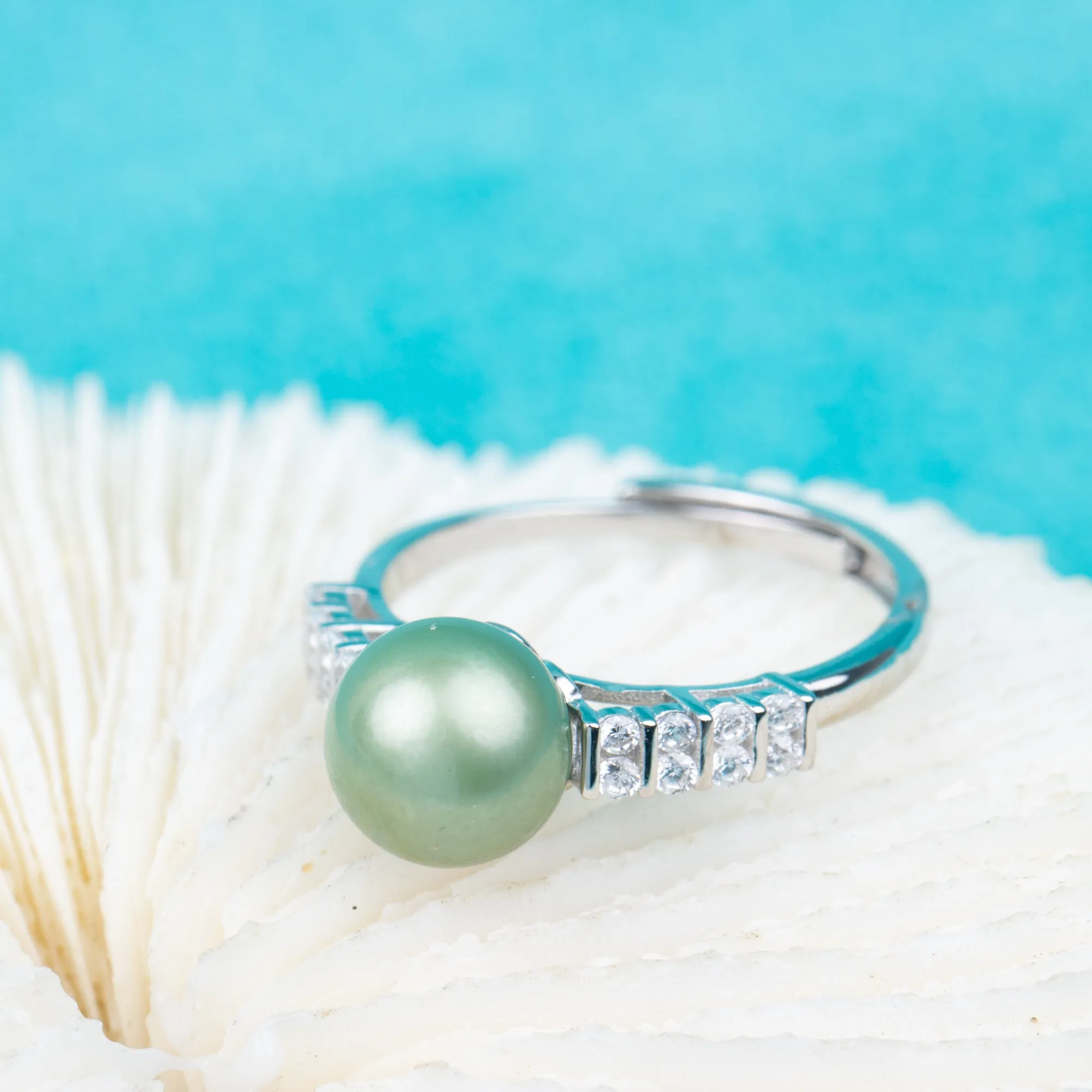 r010851 DIY 7-8mm Natural Freshwater pearl Ring accessory 925 sterling silver Adjustable size engagement jewelry ring for women