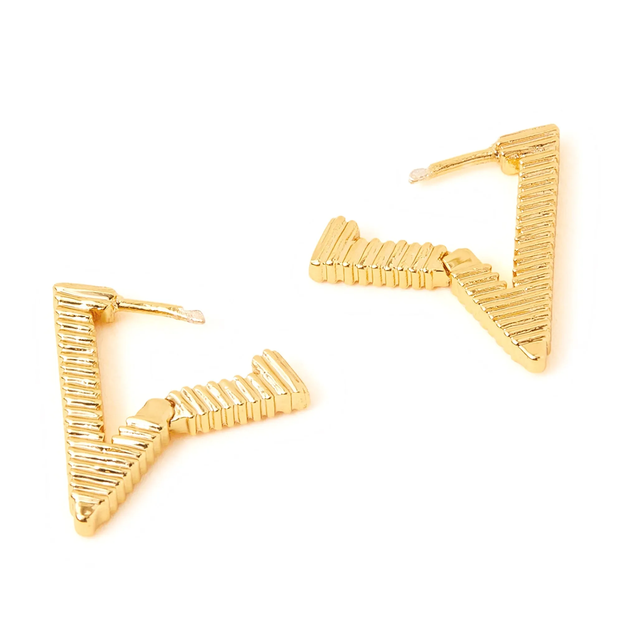 Real Gold-Plated Triangle Hoop Earrings