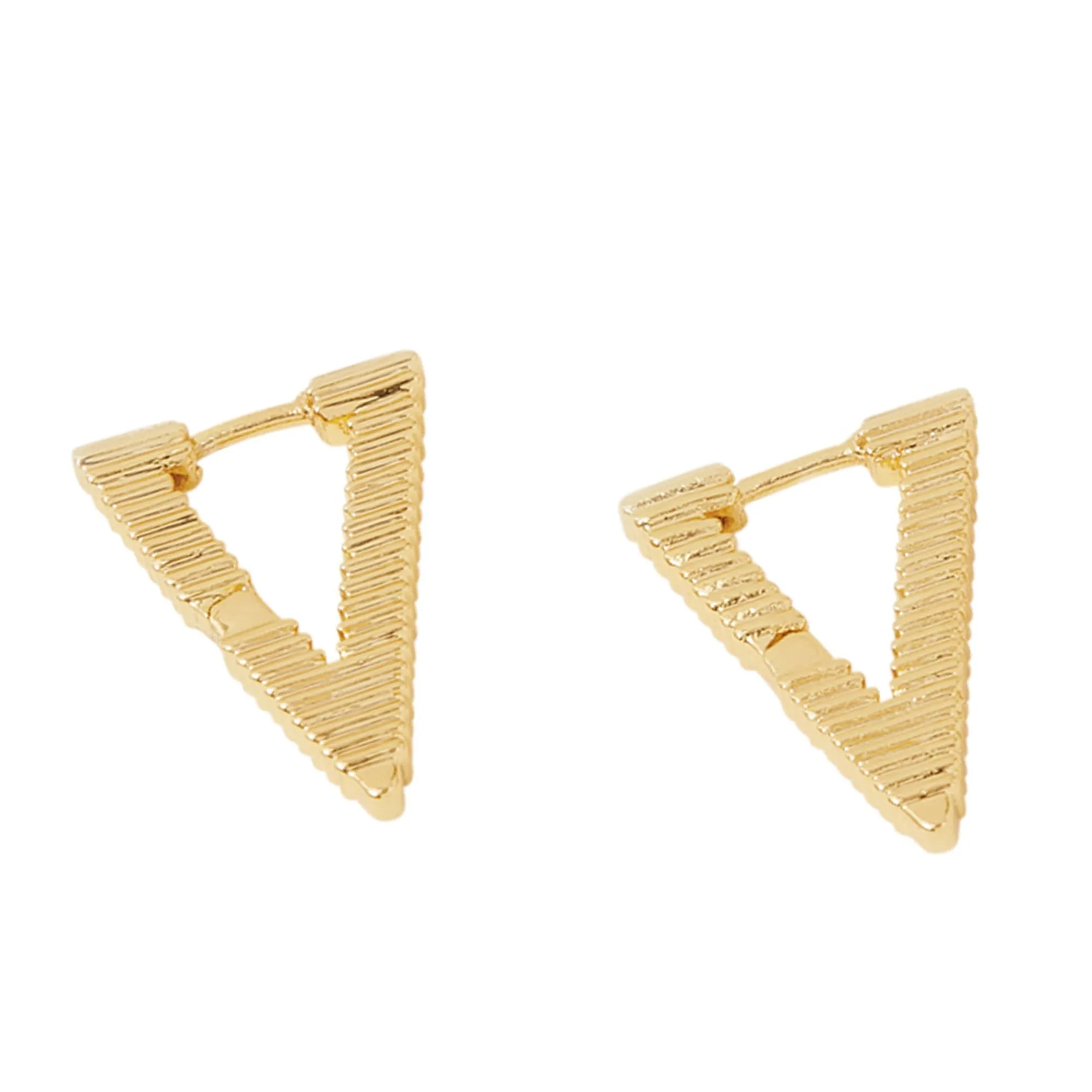 Real Gold-Plated Triangle Hoop Earrings