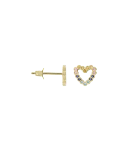 Single Eclectic Heart Stud Earring 14K