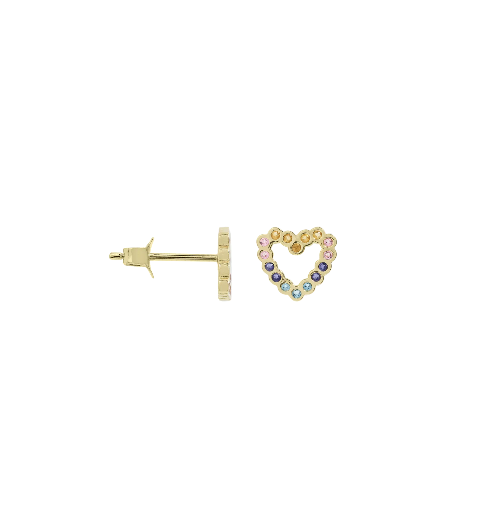 Single Eclectic Heart Stud Earring 14K