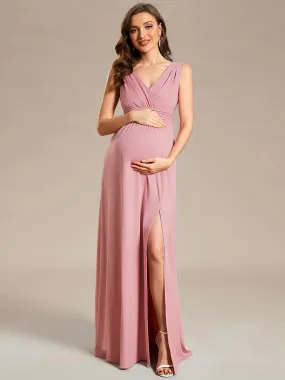 Sleeveless Side Split Bleted Wholesale Maternity Dresses