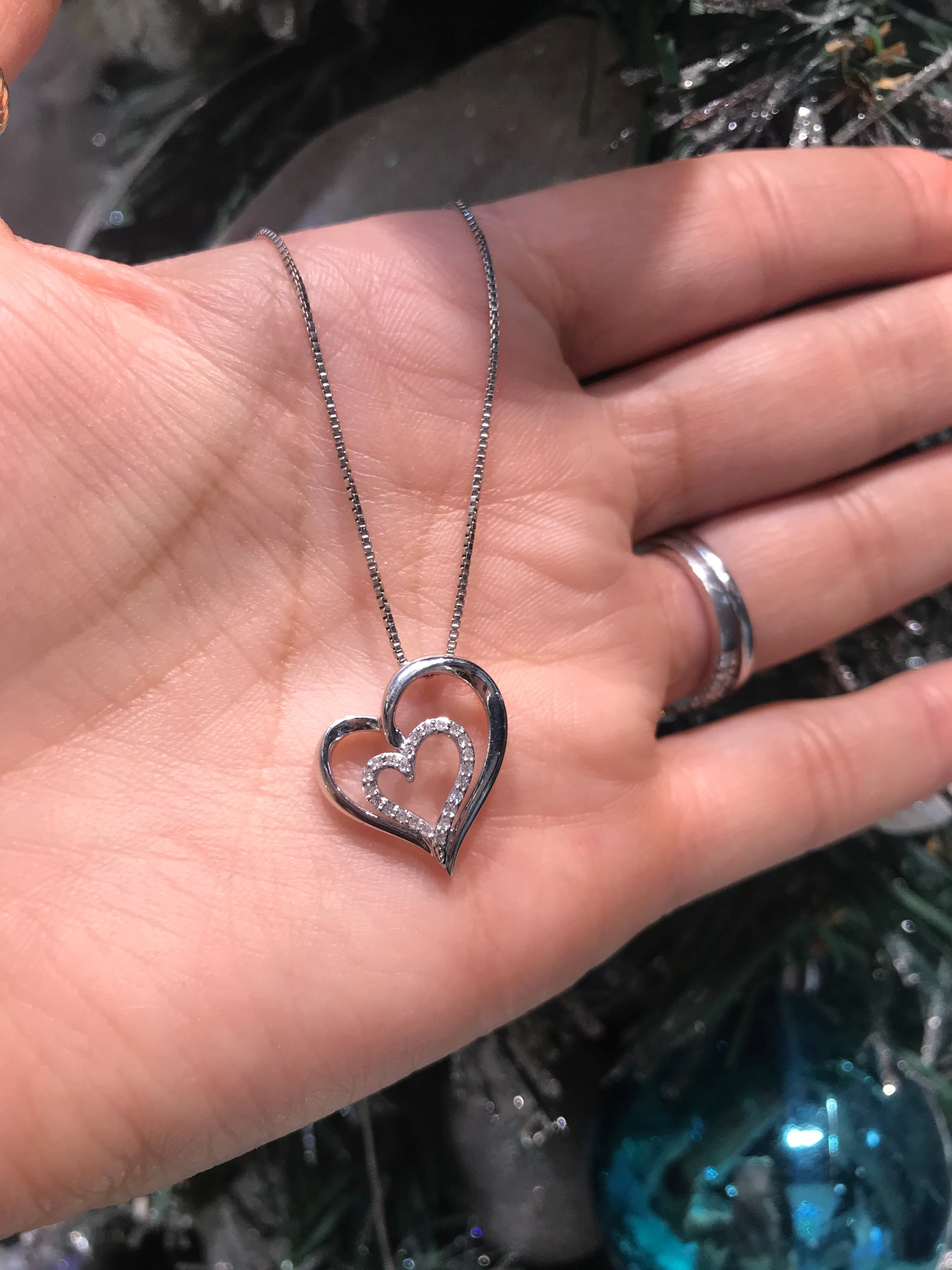 Sterling Silver and a genuine Diamond Heart Necklace