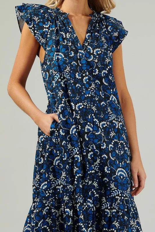 Sundrenched Blue Button Midi Dress