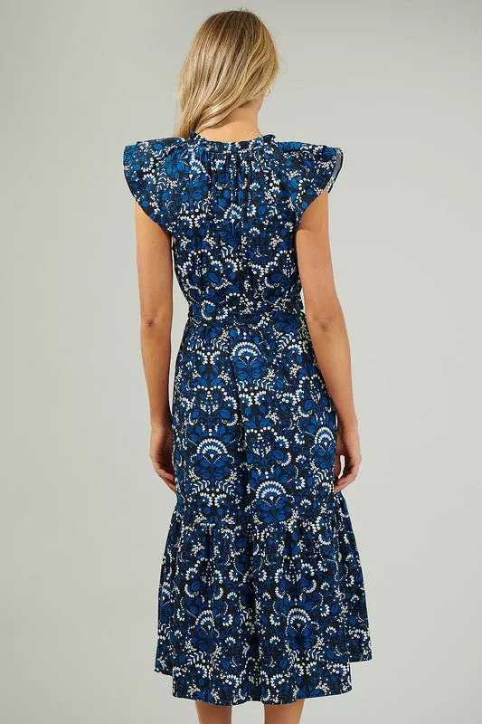 Sundrenched Blue Button Midi Dress