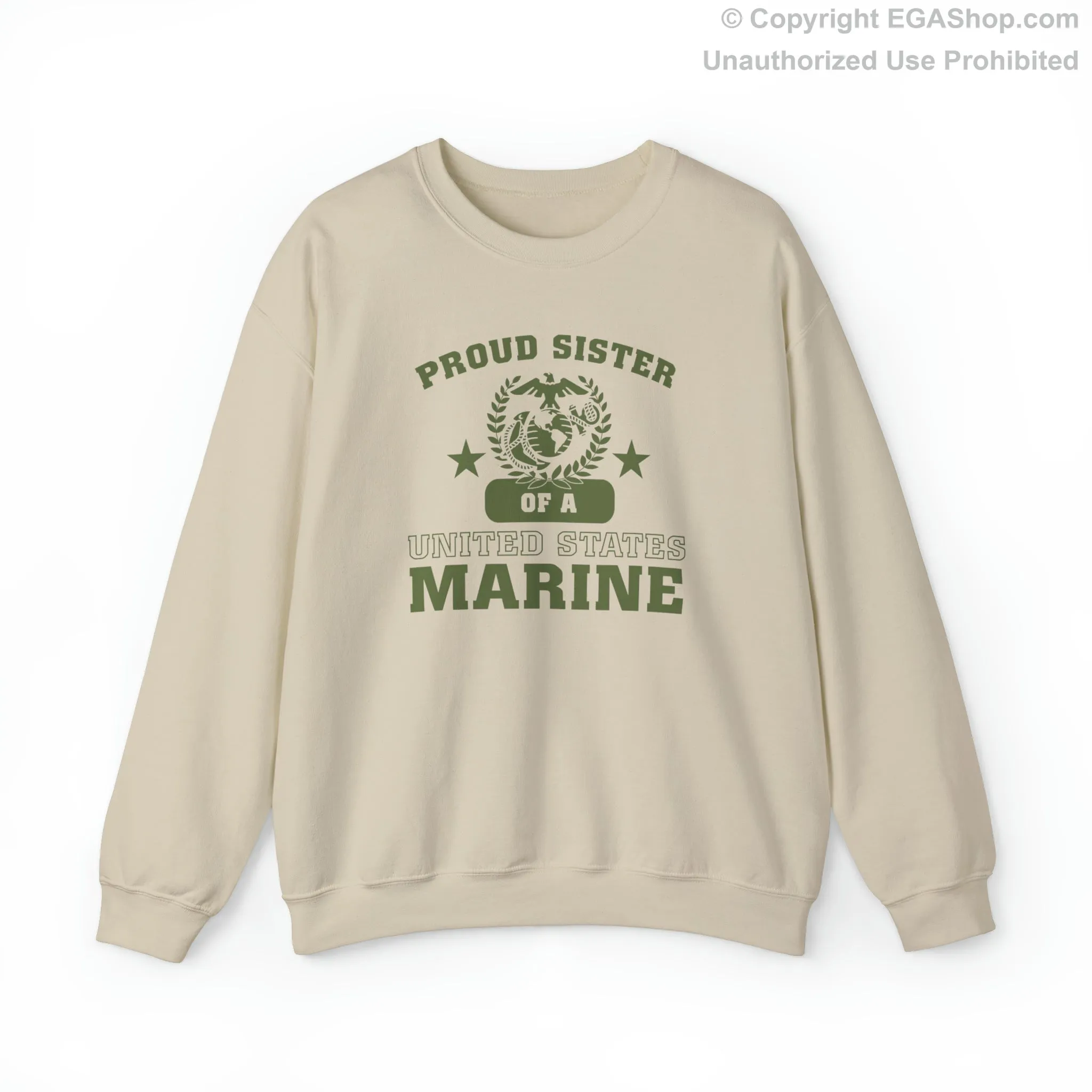 Sweatshirt: Proud Sister of a Marine (Varsity Style, Color Choices)