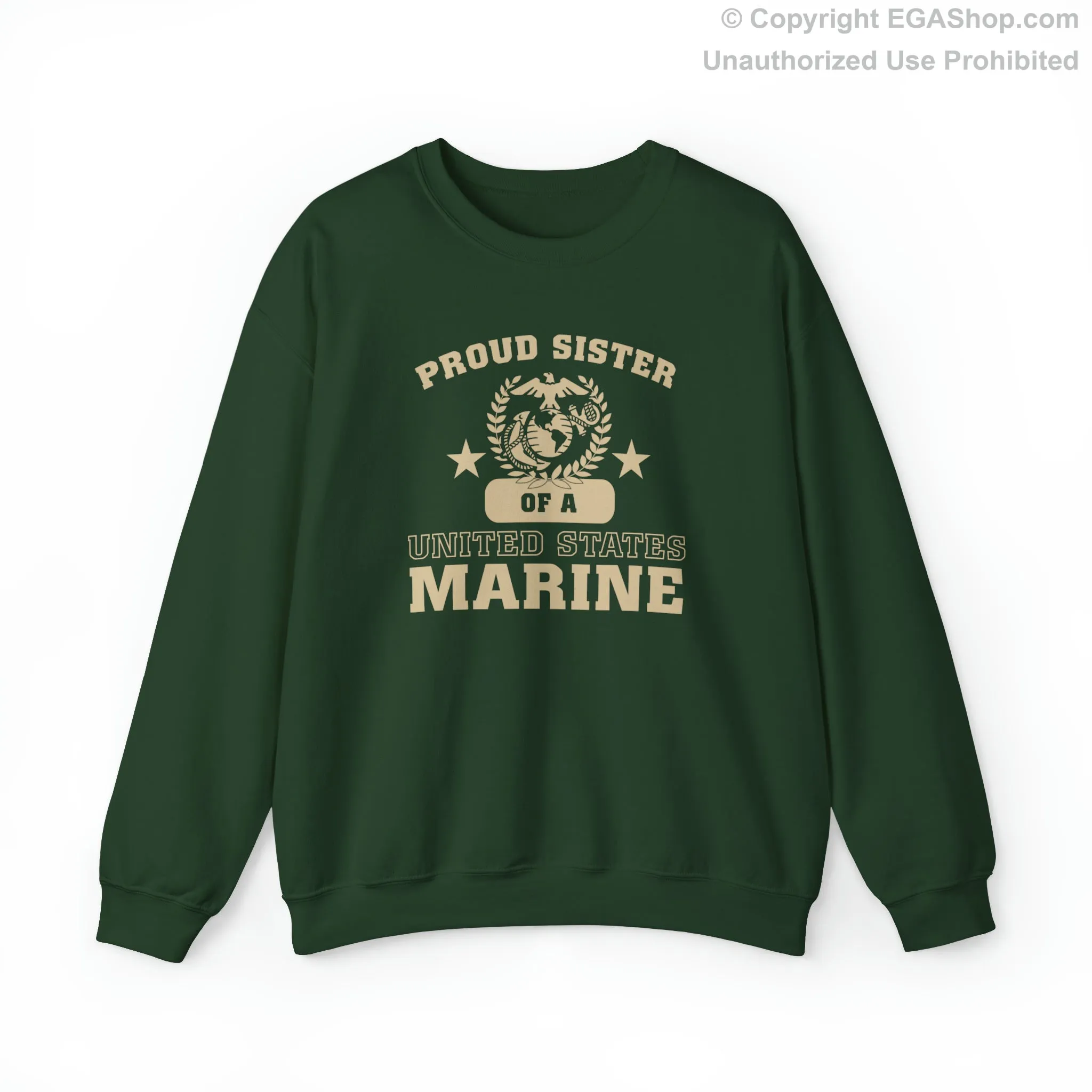 Sweatshirt: Proud Sister of a Marine (Varsity Style, Color Choices)