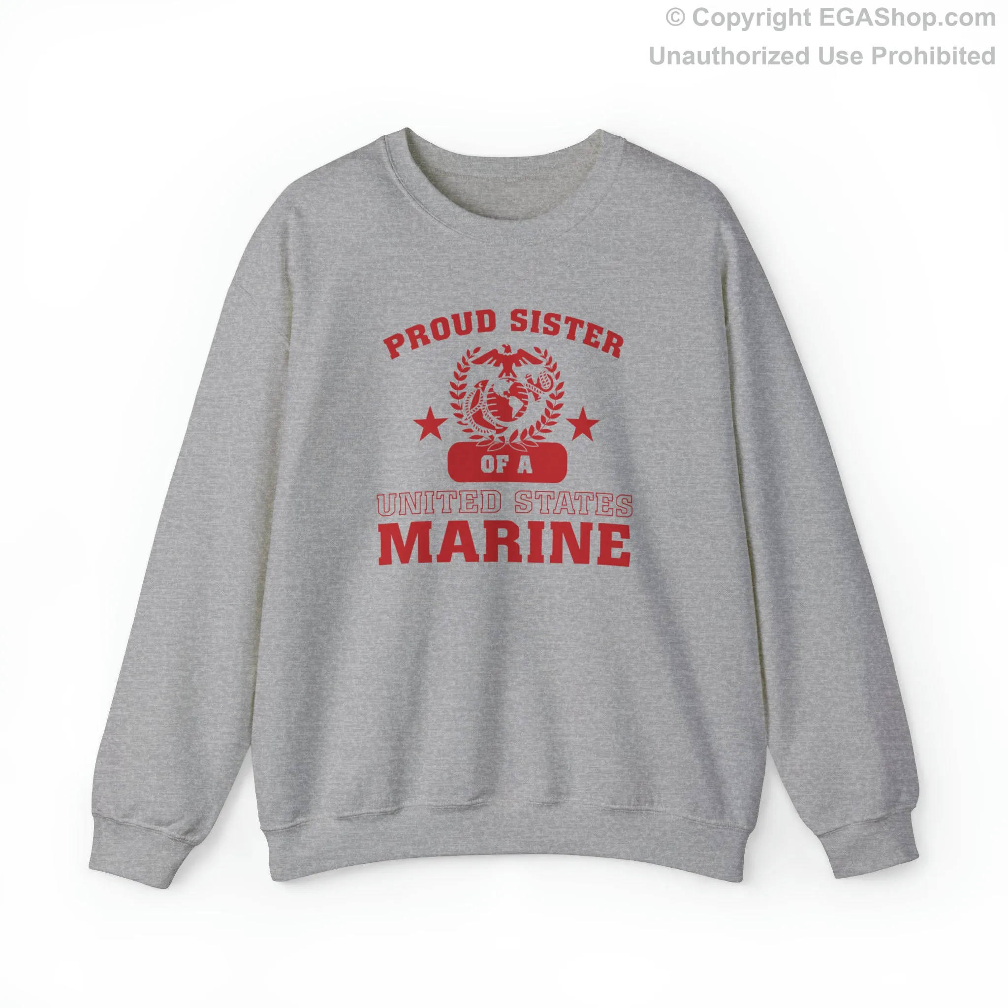 Sweatshirt: Proud Sister of a Marine (Varsity Style, Color Choices)