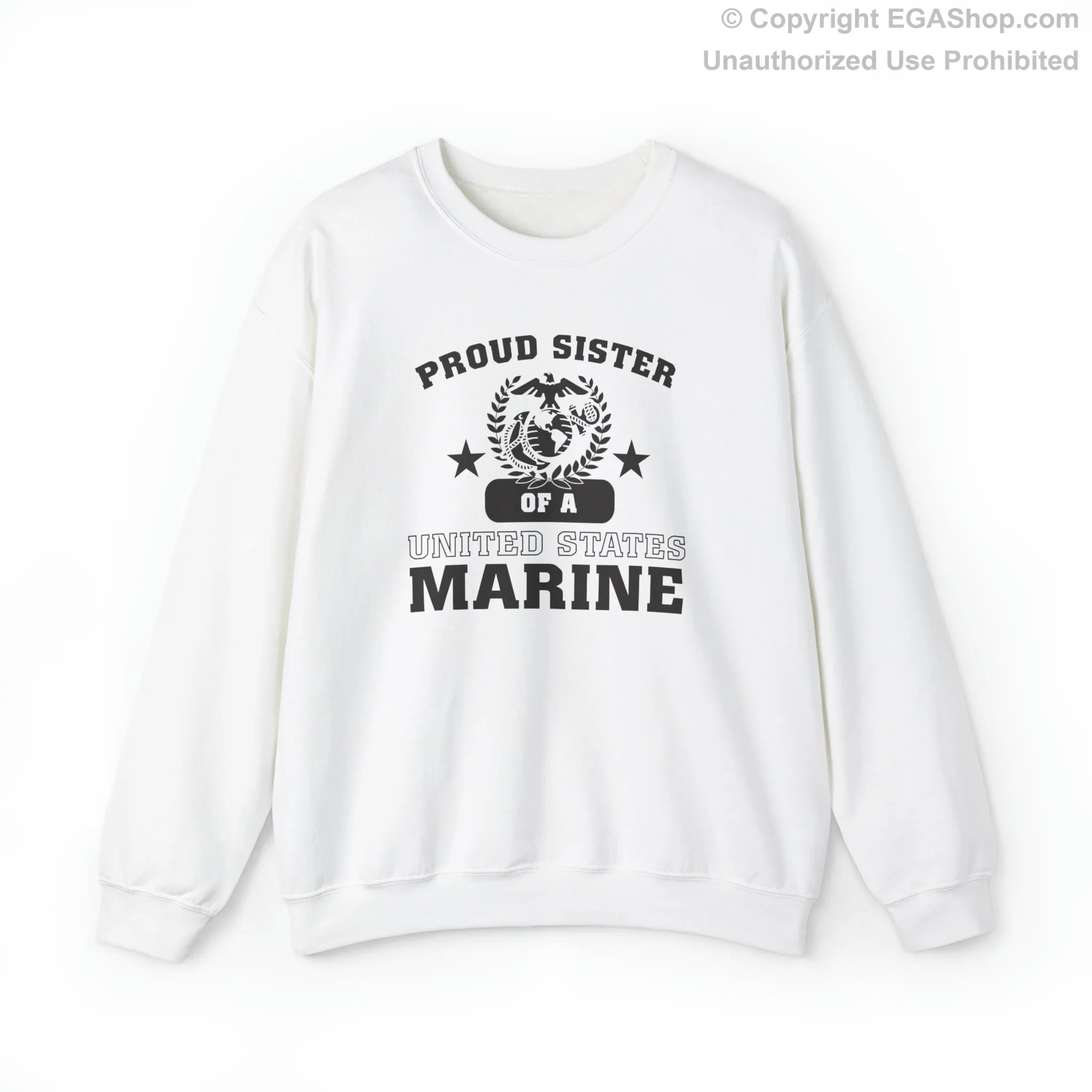 Sweatshirt: Proud Sister of a Marine (Varsity Style, Color Choices)