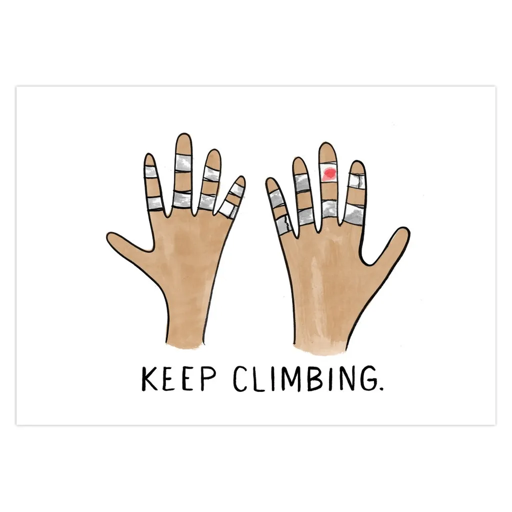 Taped Hands Keep Climbing - Rock Climbing greeting card