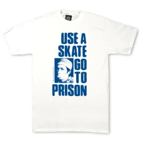 THRASHER T-SHIRT USE A SKATE GO TO PRISON WHITE