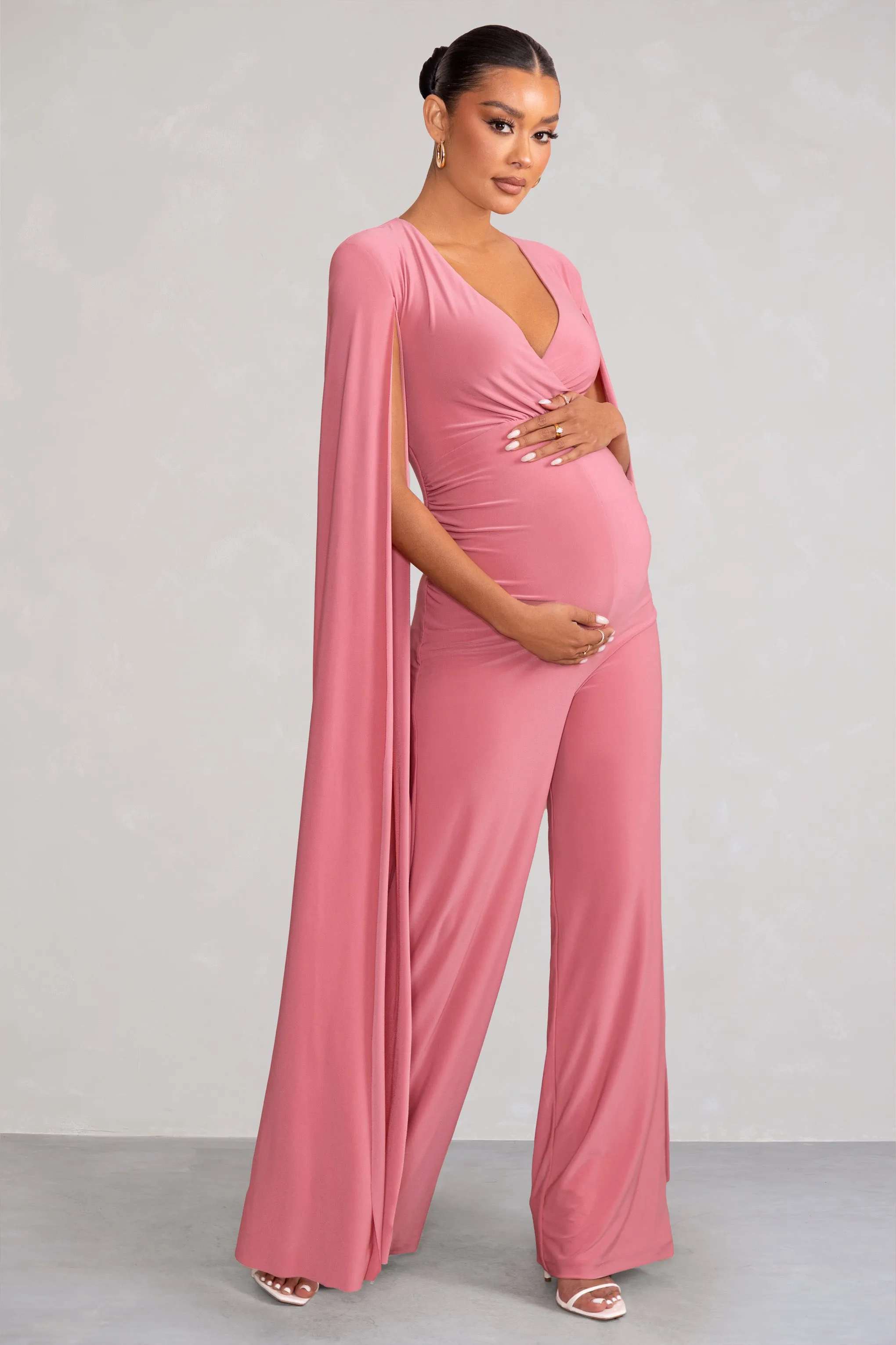 Triumph | Blush Plunge Neck Maternity Jumpsuit with Cape Sleeves