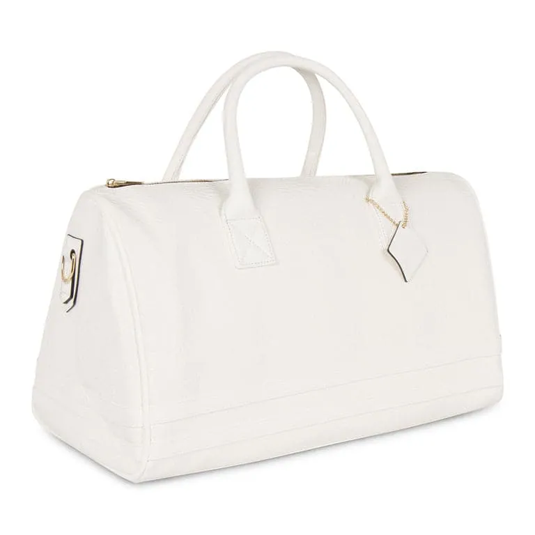 White Apollo 1 Faux Snakeskin Duffle Bag