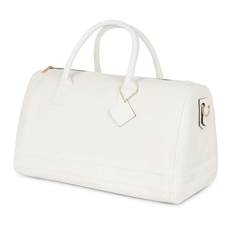 White Apollo 1 Faux Snakeskin Duffle Bag