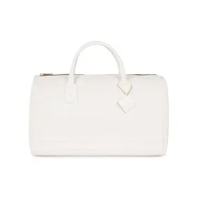 White Apollo 1 Faux Snakeskin Duffle Bag