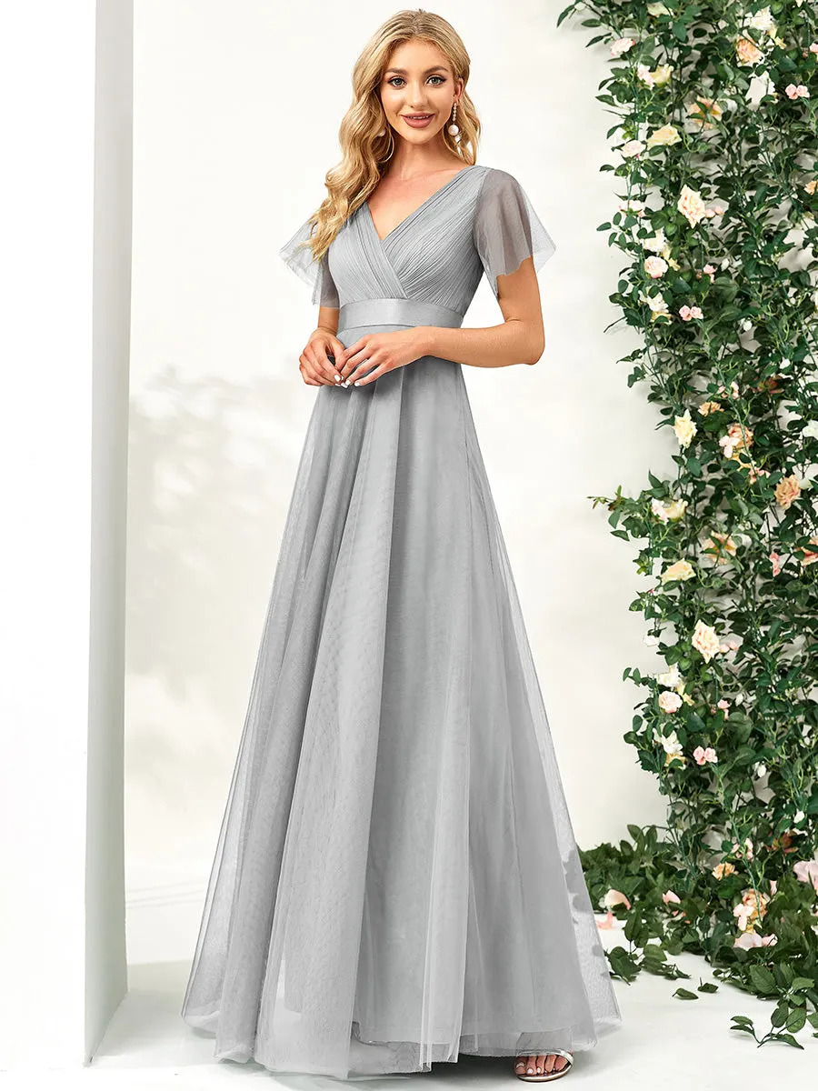 Women's V-Neck A-Line Floor-Length Wholesale Bridesmaid Dresses