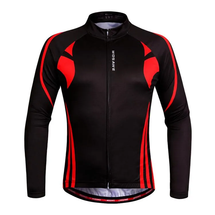 WOSAWE Warm Winter Fall Black Long Sleeve Cycling Jersey